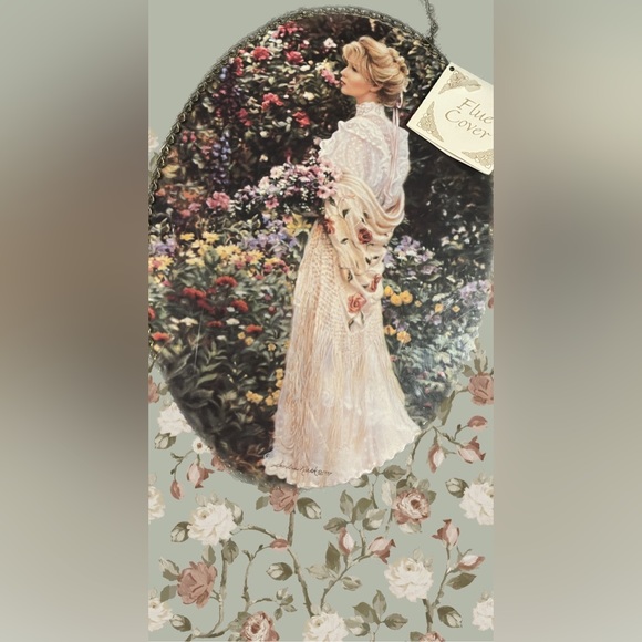 NWT Shabby Victorian Lady Woman Oval Picture Frame Gold Chain Wall Hanging Flue - Picture 7 of 11